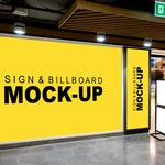 Visual marketing solutions. POS signage, shop fitting, shop removals merchandising. Yellow billboard.